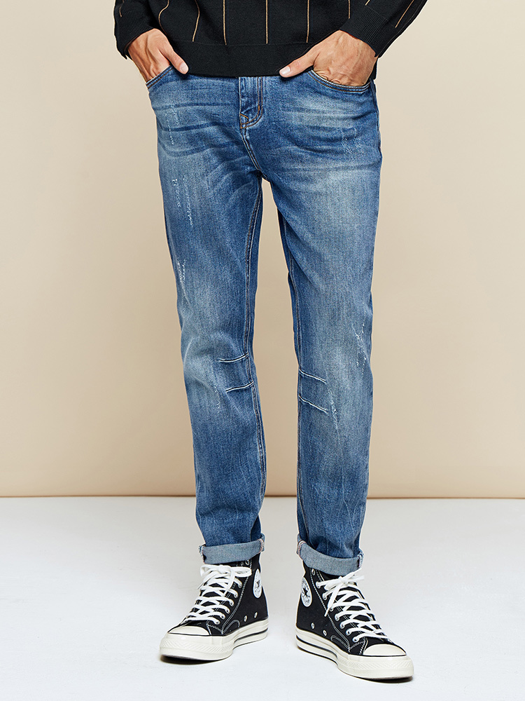 KUEGOU Men's jeans Pencil pants men's slim South Korean style fashion Elastic jeans men's trousers blue size KK-2983 210524