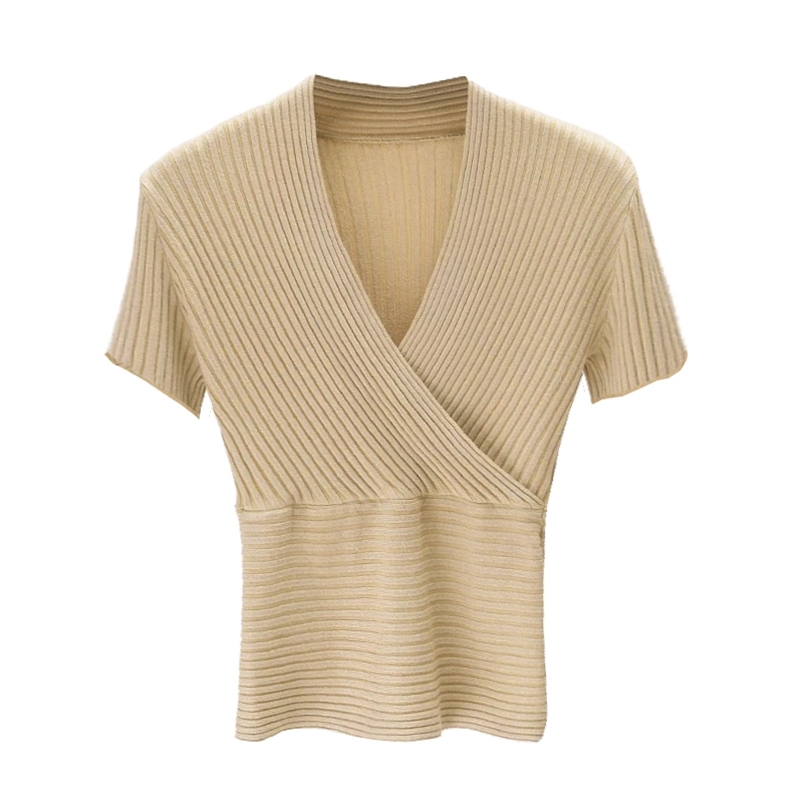 Sexy Knitted Sweaters Women Jumper Tight Low Cut Tank Top Vest Pullover Deep V-neck Crop Top Summer Sweaters Woman T Shirt 210805