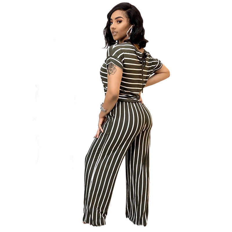 Designer Ladies fashion spring and summer plus size ladies stripes striped printed knitted stretch women's Jumpsuit
