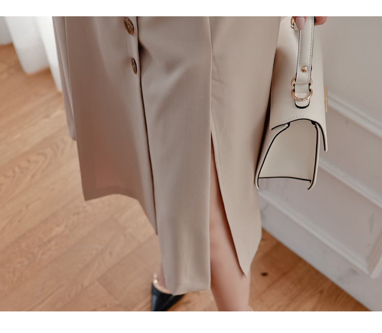 Chic Windbreaker style Dresses Autumn Winter Elegant Single Breasted Femme Vestidos Solid Color Swing Dress 210506