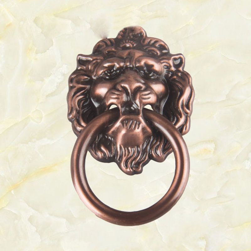 Ancient brass bronze lion's head Shape Simple Gaul Jewelry Chest Box Loading cabinet Handle Pull button Ring 4 color