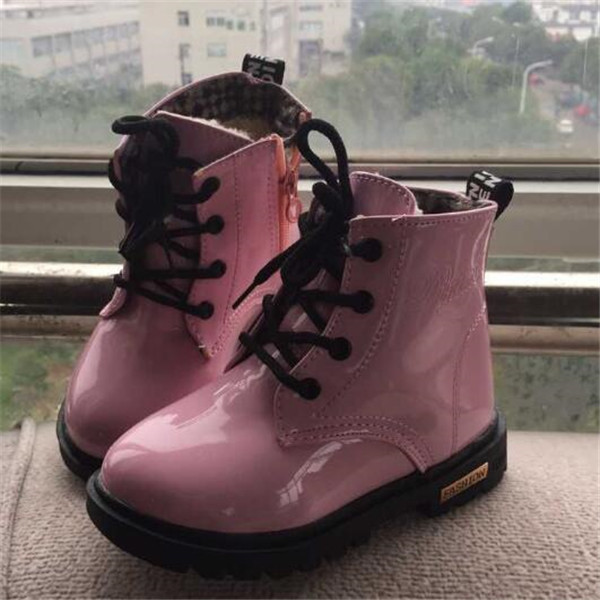 Kids boots patent leather baby boys girls winter shoes fashion children martin boot - view 7