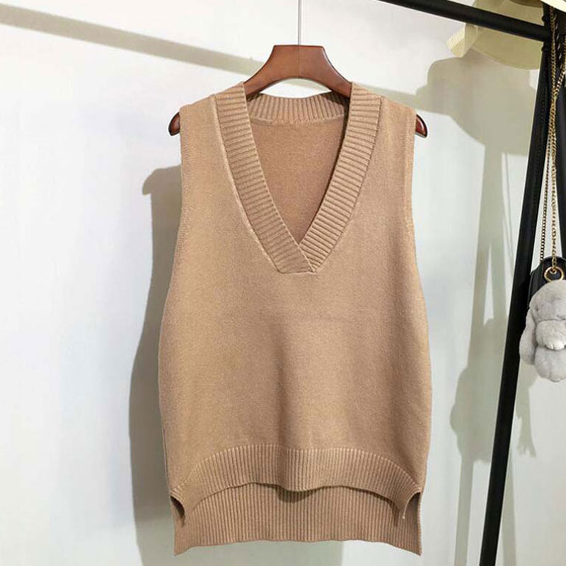 2021 Autumn Sweater Vest Women V-neck Knitted Vest Female Waistcoat Ladies Spring Sleeveless Vest For Women Black White, Tan;black
2021 Autumn Sweater Vest Women V-neck Knitted Vest Female Waistcoat Ladies Spring Sleeveless Vest For Women Black White, Tan;black