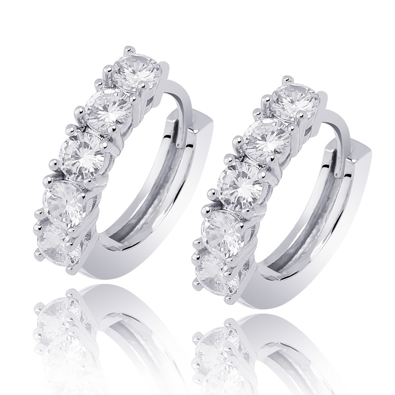 Micro Pave CZ Round Stud Hoop Earrings Gold Silver Fashion Iced Out Diamond Earring Hip Hop Rock Jewelry For Men Women