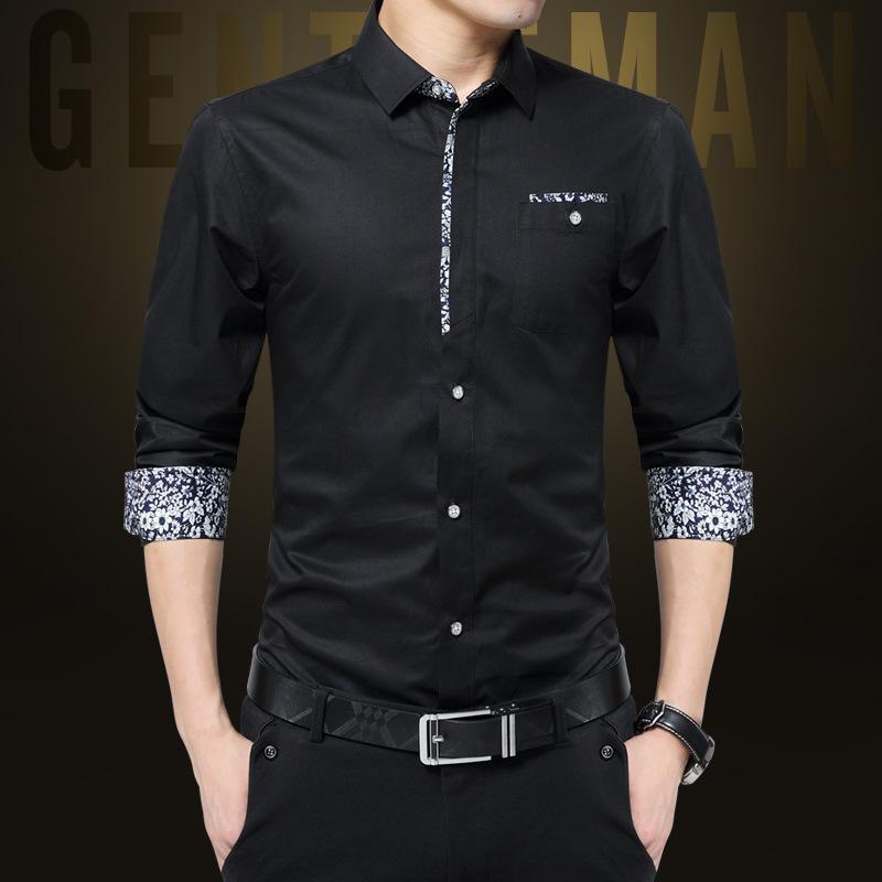 Plus Size 3XL 2021 Men Casual Shirts Non-ironing Long Sleeve Shirt Turn Down Collar Slim Mens Clothes Men's