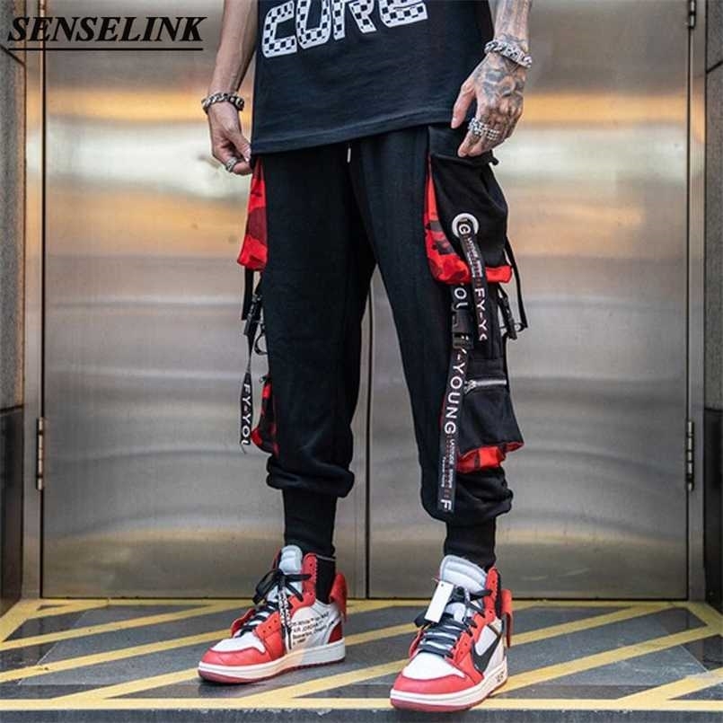 Men Casual Hip Hop Cargo Pants Spring Trend Loose Hip Hop Streamers Street Dance Pants Stretch Multi-Pocket Cargo Men Pants 211112