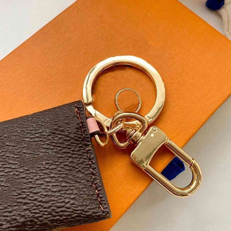 High Quality Coin Purse Fashion keychain Wallet Pendant Car Chain Brown Flower Mini Bag Small Jewelry Gift Accessories key ring