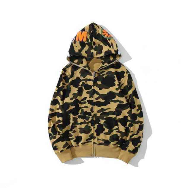 Fashion mens shark hoodie Embroidery Teenager Blue Pink Bathing Black APE Male Tide Men 's Couples camouflage Drake Ovo Jackets S-3XL