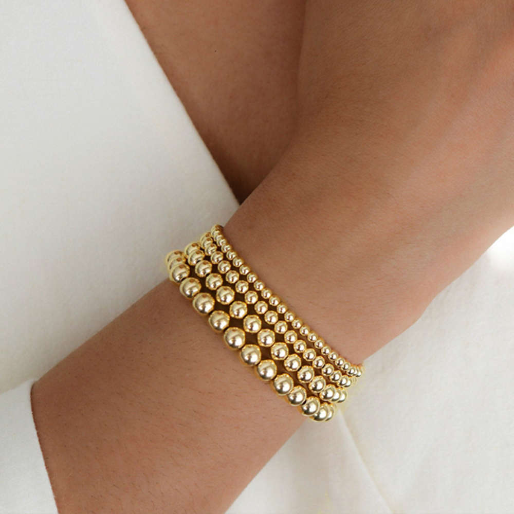 Wholale Lucky 14k Gold Filled Beads Beaded Stackable Bracelets Beaded Stretch Bracelet Minimalist7675073