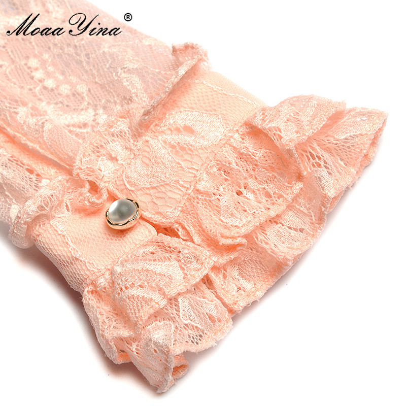 Fashion Runway dress Spring Women Dress Lace Stand collar Mesh Long sleeve Cascading Ruffle Elegant Party Cake Dresses 210524