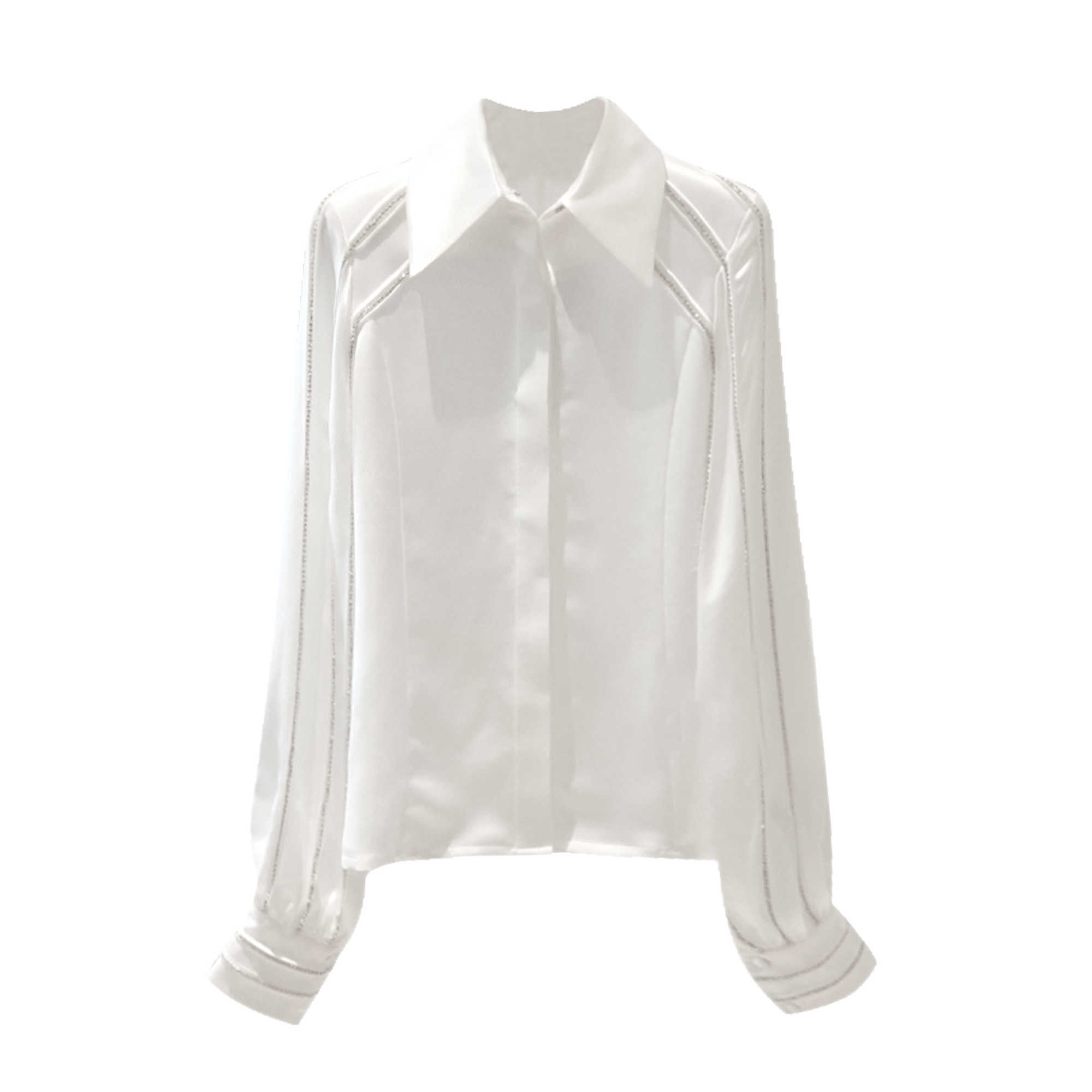 VANOVICH Korean Spring and Summer Women's Lantern Sleeves White Turn-down Collar Satin Shirt Tops 210615
VANOVICH Korean Spring and Summer Women's Lantern Sleeves White Turn-down Collar Satin Shirt Tops 210615