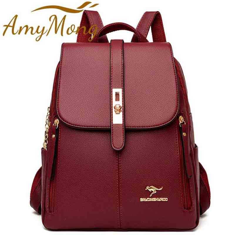 Large Capacity Backpack Purses Women High Quality Leather Female Vintage Bag School Bags Travel Bagpack Ladies Bookbag Rucksack 202211