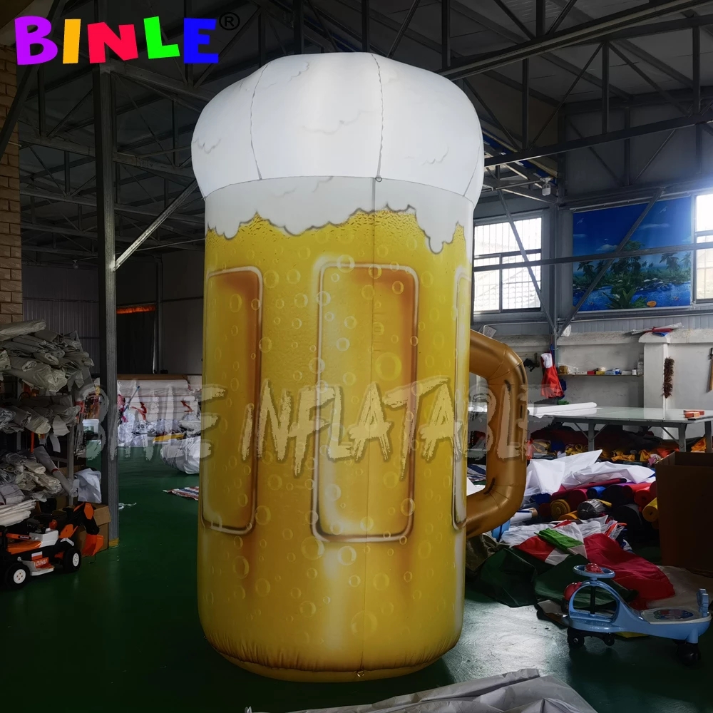 Custom made giant&3mH inflatable beer bottle led glass beers mug air balloon decoration toys sport for advertising