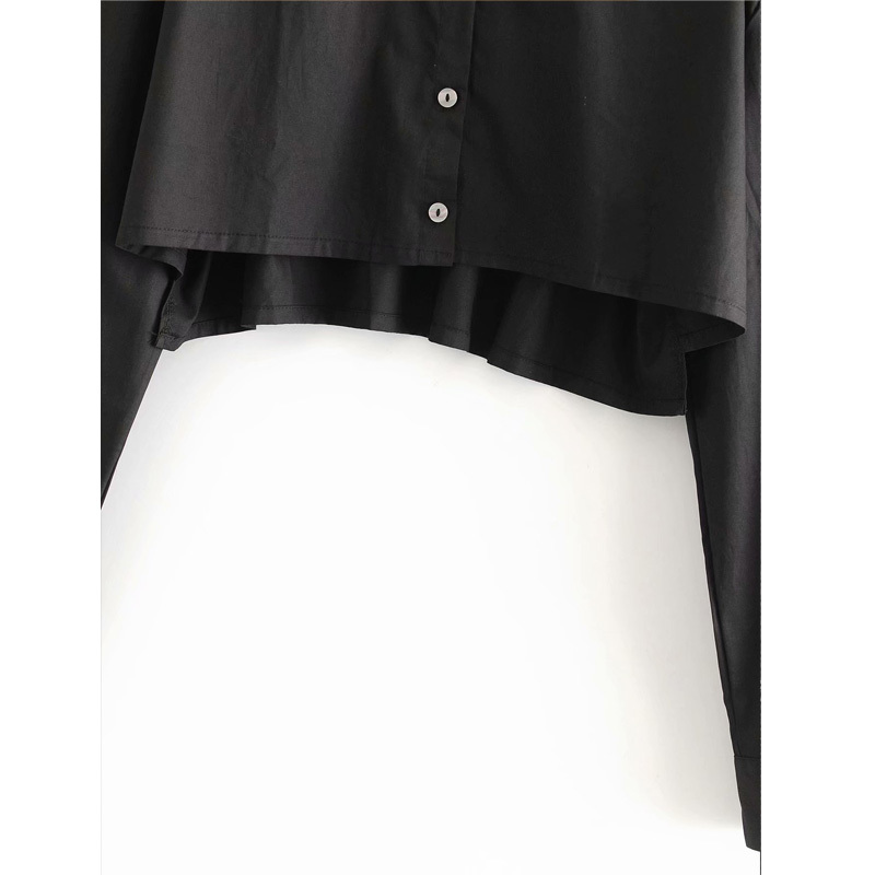 Lapel Long Sleeve Single Breasted Short Loose Women's Shirt Black Minimalistic Sexy Chic Female Tops 210507