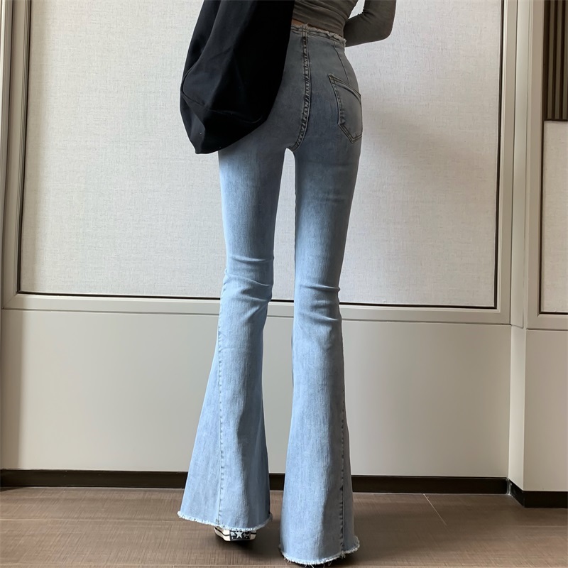 Autumn Casual Jeans Woman Long Trousers Cowboy Female Loose Streetwear High Waist Denim Flare Pants ZA5425 210427