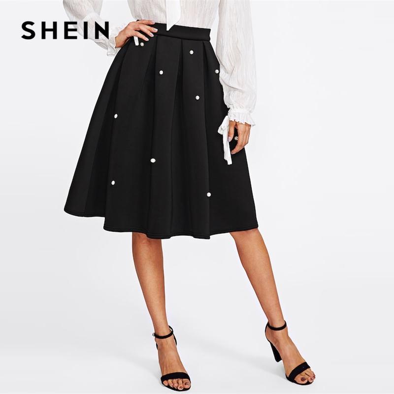 Skirts SHEIN Black Vintage Pearl Embellished Boxed Pleated Circle Knee Length Mid Waist Skirt Women Autumn Elegant Workwear
Skirts SHEIN Black Vintage Pearl Embellished Boxed Pleated Circle Knee Length Mid Waist Skirt Women Autumn Elegant Workwear