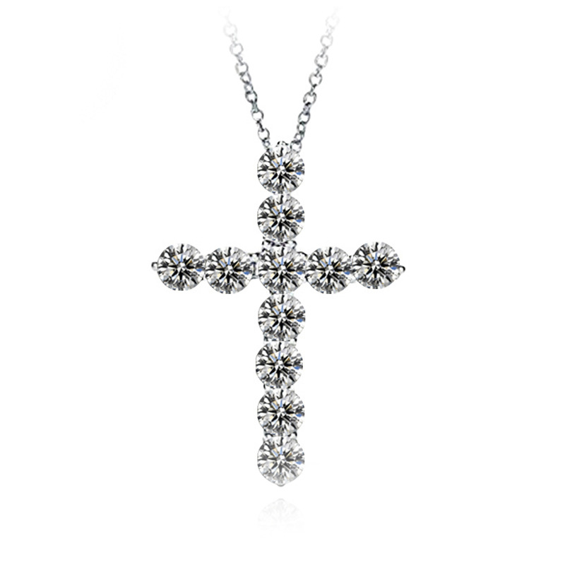 Cross Pendant Multi Style 925 Sterling Silver Pave White CZ Diamond Iced Out Clavicle Necklaces Gift