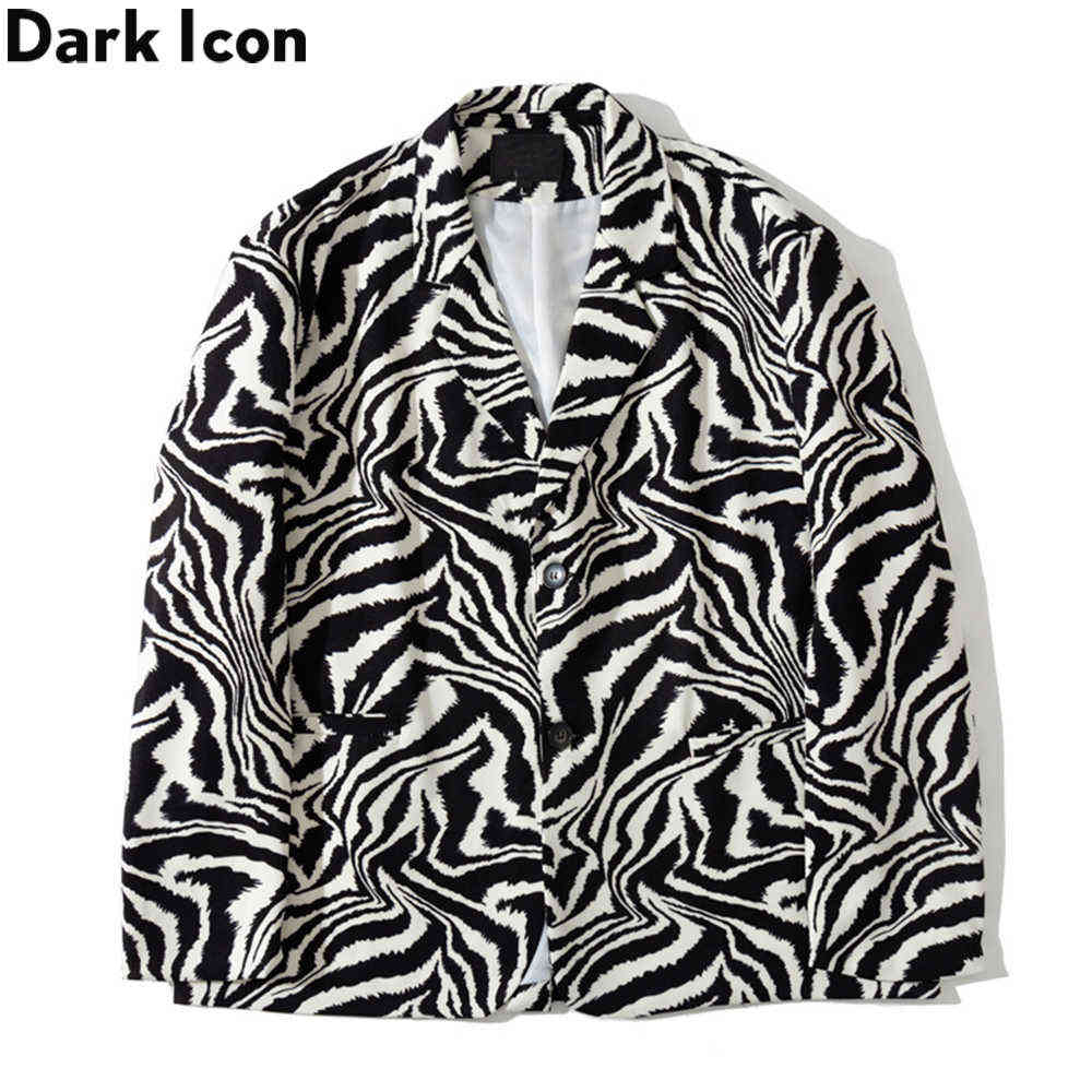 Zebra Suit Jacket Men Single Breast Oversized Men's Jackets for Autumn 210603