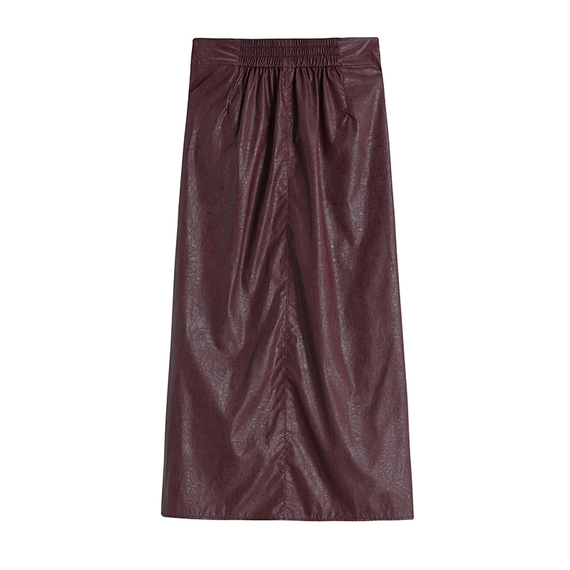 Nomikuma One-piece PU Leather Women Skirt Bow Tie Stretch High Waist Skirts Spring New Sexy Split A-line Mujer Faldas 6D931 210427