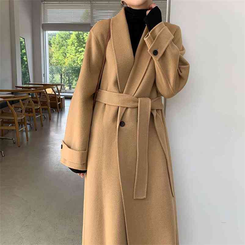 Winter Women Solid Sashes Double Breasted Woolen Coats Female Thick Warm Outerwears Office Lady Korean Streetwear 210517, Khaki
Winter Women Solid Sashes Double Breasted Woolen Coats Female Thick Warm Outerwears Office Lady Korean Streetwear 210517, Khaki