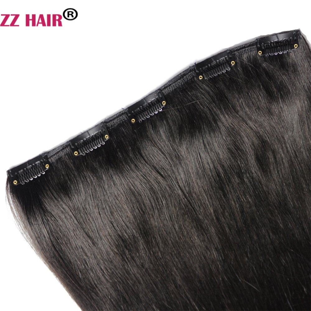 100% Brazilian Remy Human hair Extension 16-28 inches 1pcs set Nolace with 5clips in 80g-200 Clips in/on Natural Straight