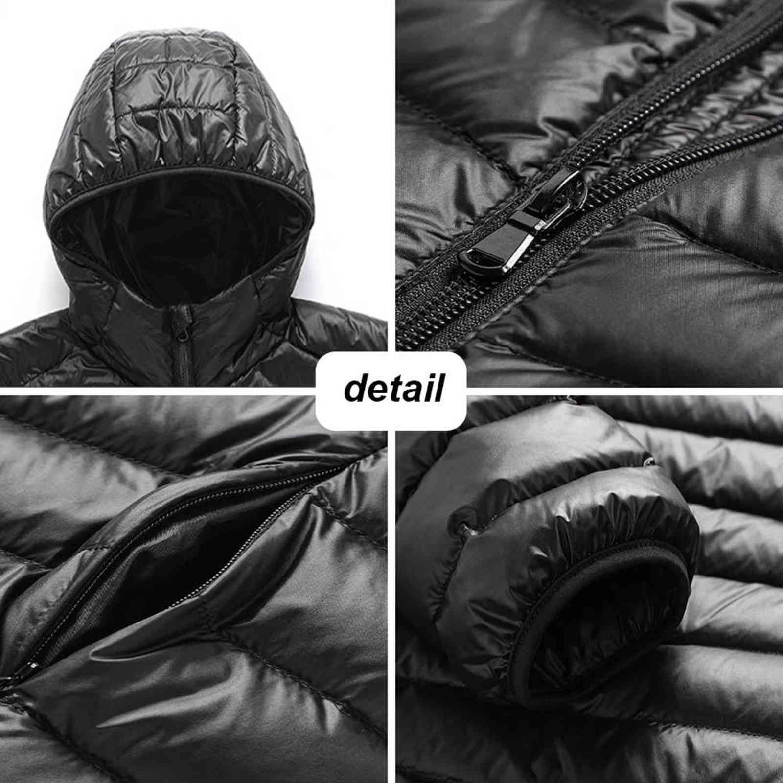 Men's Light Down Jacket Autumn Winter Coat Men White Duck Down Hooded Coat Casual Portable Windproof Water Proof Down Jacket Men 211104