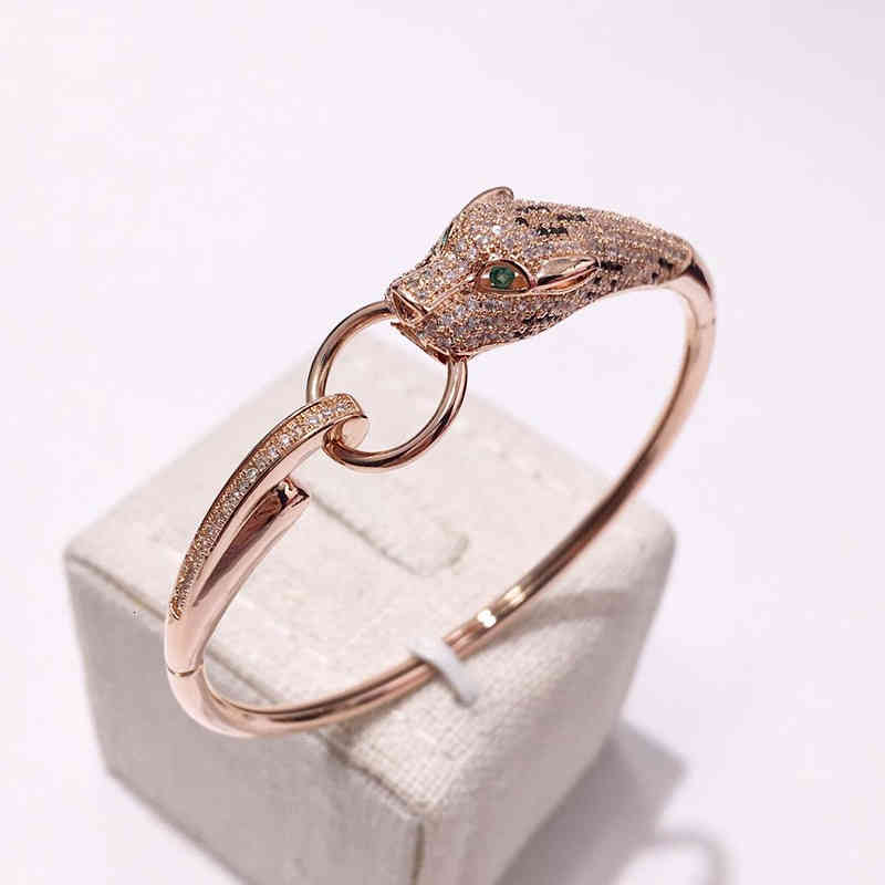 Charm Bracelets 02 Exaggerated Personality Animal Leopard Head Tide Micro Inlaid Zirconium Band Ring Couple