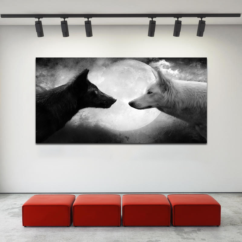 Black and White Wolf Canvas Painting Wall Art Posters Prints Animal Pictures For Living Room Decorative Home Decor