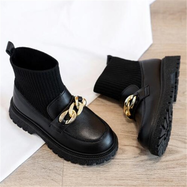 Top quality kids socks boots autumn winter childrens martin boots high girl leather shoes - view 3