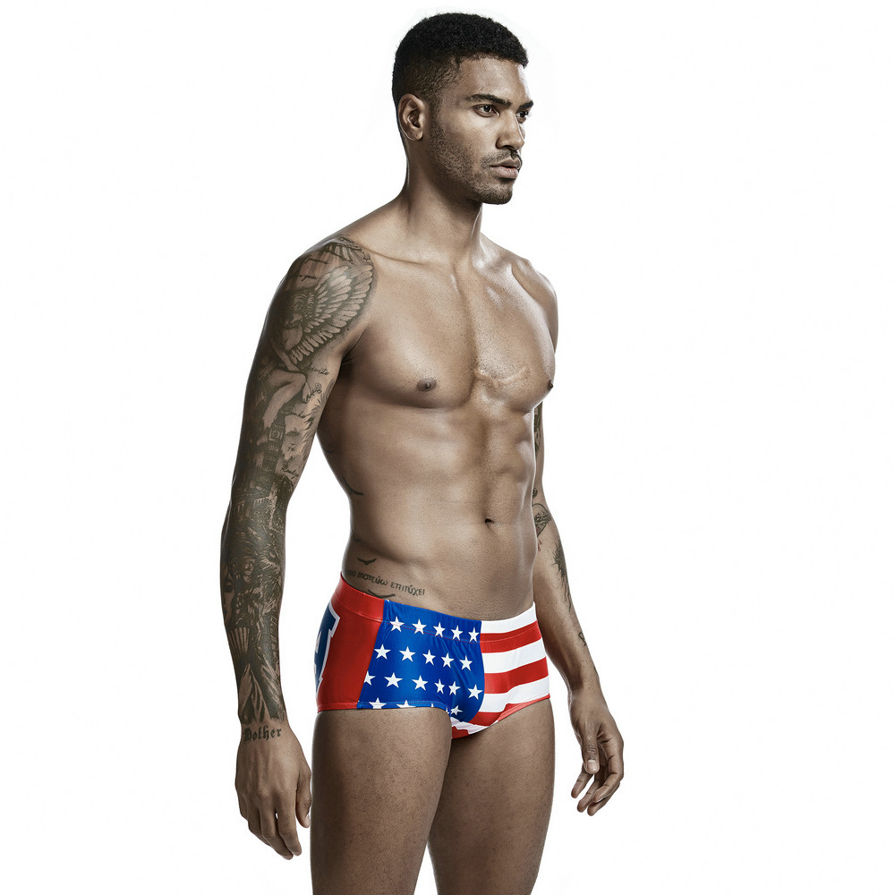 American Flag Men Swimming Shorts Bathing Beach Swimwear Men Briefs Loose Swimsuits Trunks Short Bottoms Stretch trunks 210515