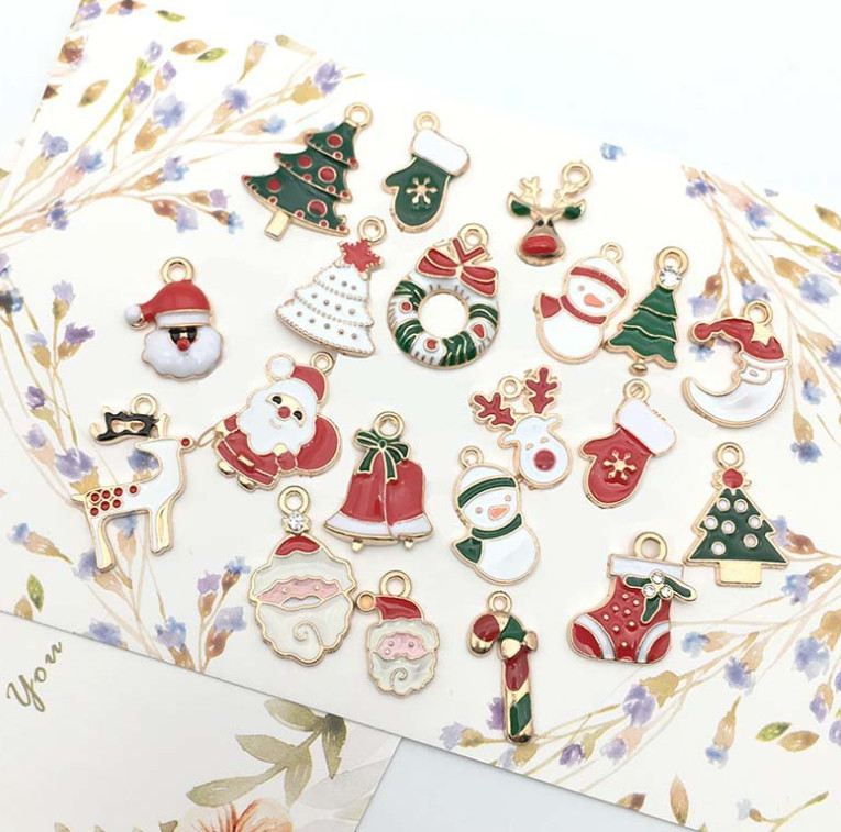 The latest model 1 pack = 30 pcs, g alloy pendant, Christmas tree alarm, hair accessory, bracelet, diy jew Free shipping