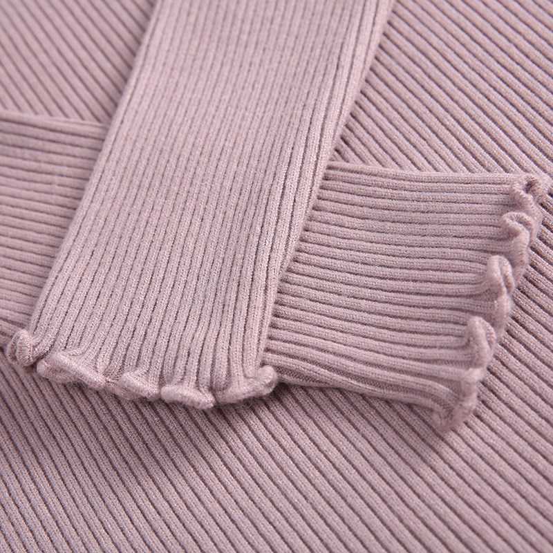 Spring Winter Fashion Slim Sweater Women Turtleneck Ruched High Elastic Solid Sexy Knitted Pullovers 6785 211011Z