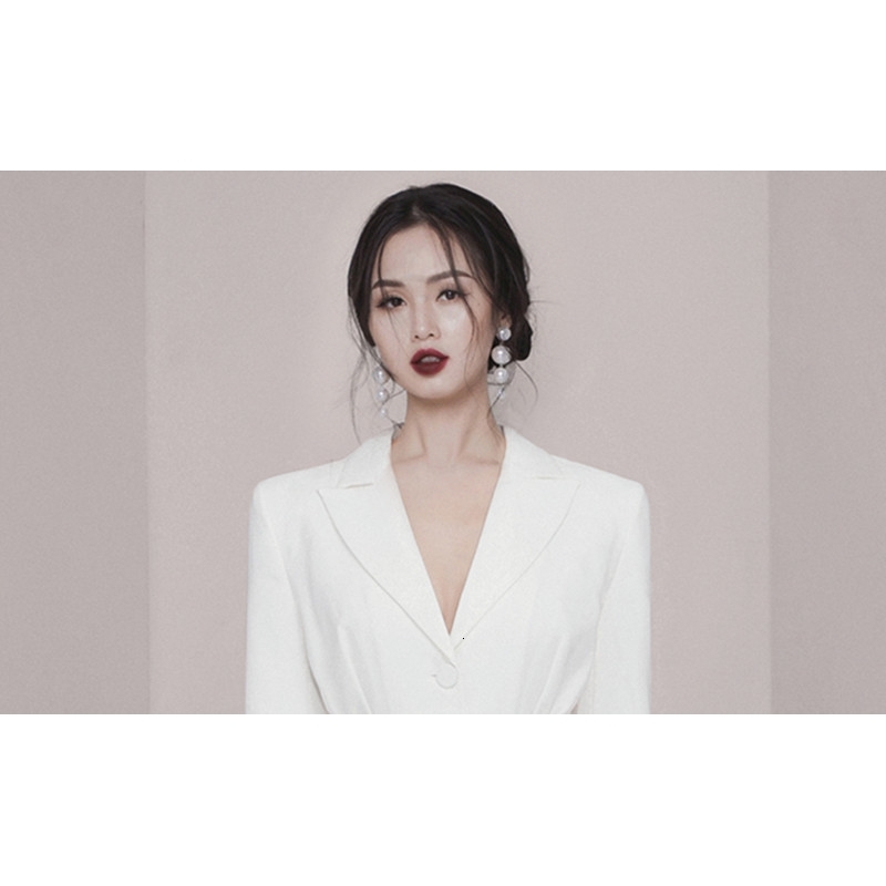 Autumn Notched White Cloth Lace Patchwork Long Sleeved Single Breasted Office Lady Dress Casual OL Vestidos 210515