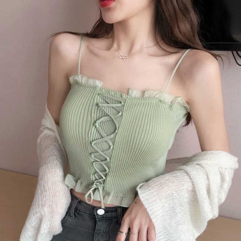WOMENGAGA Women's Summer Tops Ruffle Slim Short Suspender Lace Mesh Cross Tank Pink Korean Boho Sexy Women KIS0 210603, Yellow apricot
WOMENGAGA Women's Summer Tops Ruffle Slim Short Suspender Lace Mesh Cross Tank Pink Korean Boho Sexy Women KIS0 210603, Yellow apricot