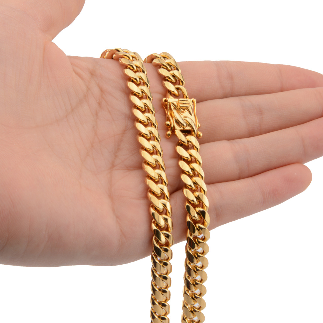 8mm10mm12mm14mm16mm Miami Cuban Link Chains Stainless Steel Mens 14K Gold Chains High Polished Punk Curb Necklaces