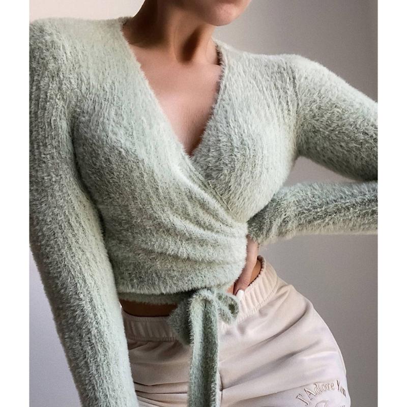 Women's Knits & Tees 2021 Knitted Sweater For Women Cardigan Autumn And Winter Green Plush Lace-up Short Top To Keep Warm V-neck Long Sleeve, White
Women's Knits & Tees 2021 Knitted Sweater For Women Cardigan Autumn And Winter Green Plush Lace-up Short Top To Keep Warm V-neck Long Sleeve, White