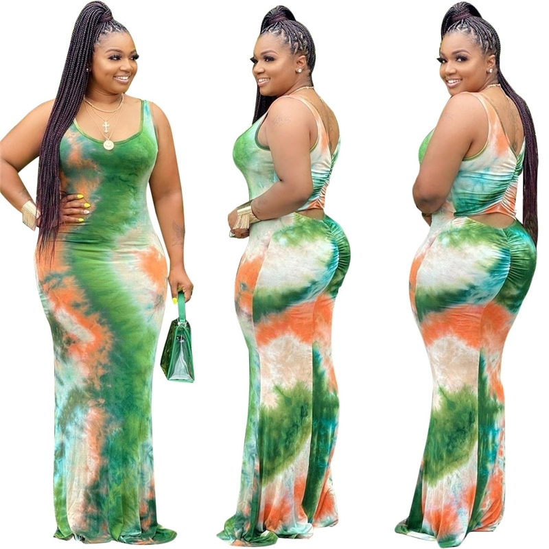 Summer Dresses for Women Casual High Waist Sleeveless Tye Dye Dress Draped Backless Sexy Plus Size Dress Wholesale Dropshipping 210319, Green
Summer Dresses for Women Casual High Waist Sleeveless Tye Dye Dress Draped Backless Sexy Plus Size Dress Wholesale Dropshipping 210319, Green