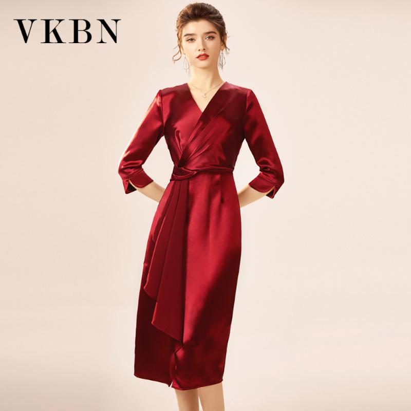 Casual Dresses VKBN Pure Silk Summer Woman 2022 Empire Seven Points Sleeve Sashes Party Night Dress Elegant Vestidos De Fiesta, Red
Casual Dresses VKBN Pure Silk Summer Woman 2022 Empire Seven Points Sleeve Sashes Party Night Dress Elegant Vestidos De Fiesta, Red