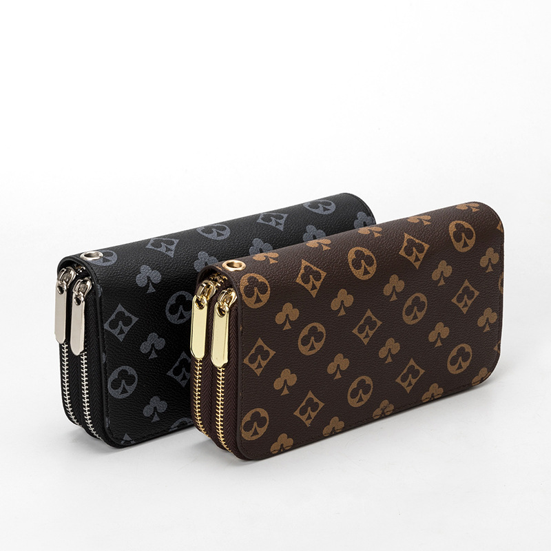 Women's purse #6632 new old flower double zipper bag simple and versatile Hand Bag Large Capacity Mobile Phone Wallet hand bag
