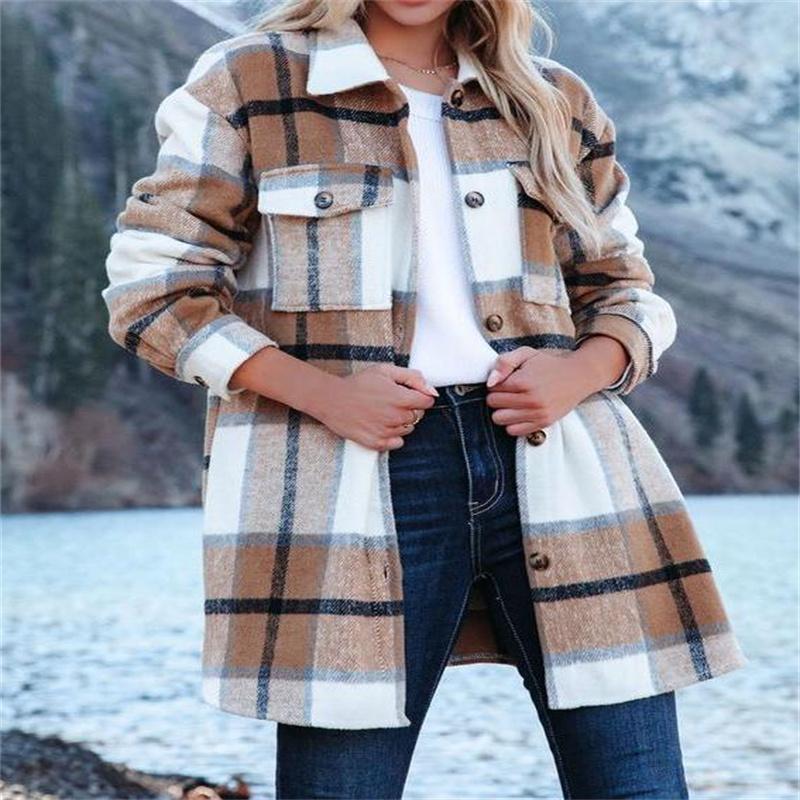 Women's Jackets 2021 Autumn And Winter Casual Loose Classic Plaid Coat Lapel Mid-Length All-Match Jacket, Black;brown
Women's Jackets 2021 Autumn And Winter Casual Loose Classic Plaid Coat Lapel Mid-Length All-Match Jacket, Black;brown