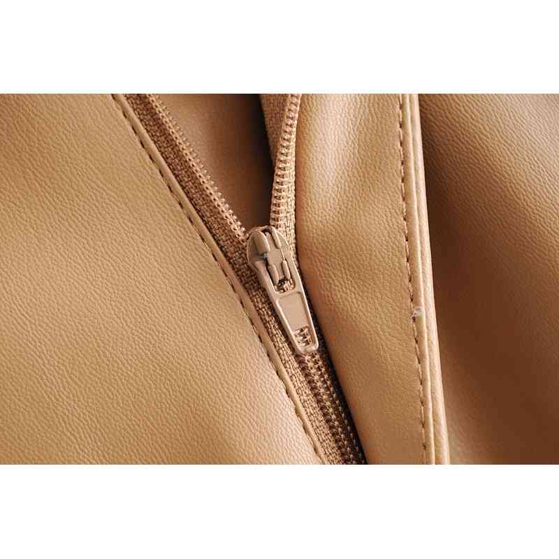 Autumn Vintage PU Leather Harem Pants Mum Streetwear Woman High Waist Long Cuff Roll up Trousers Loose 210429