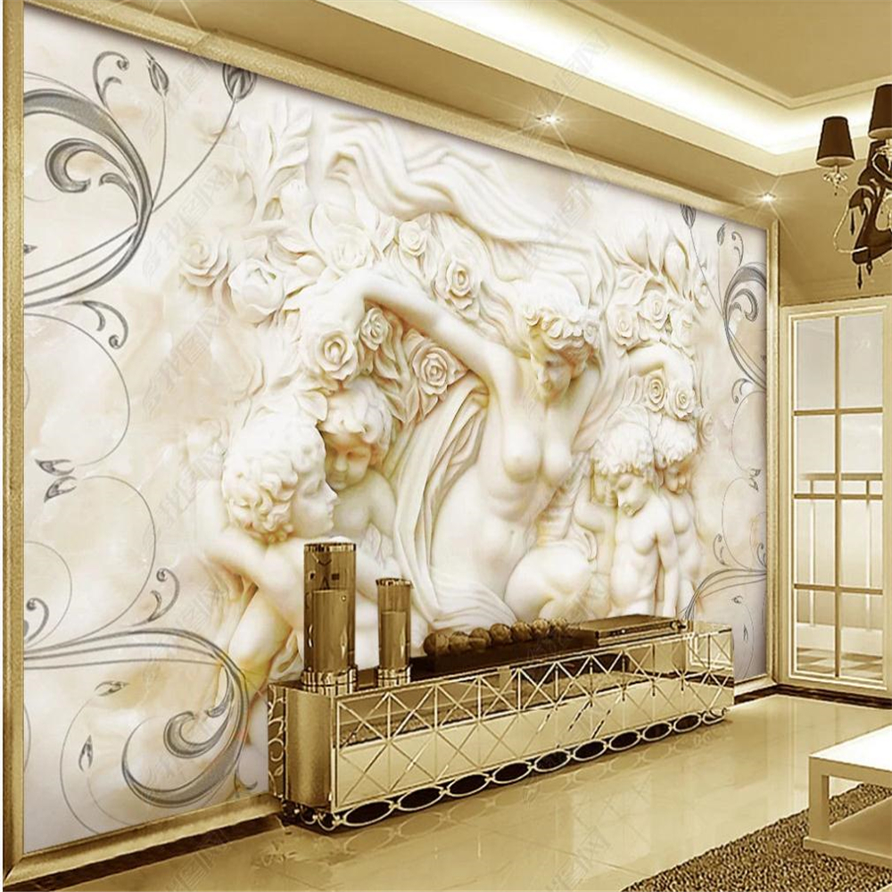 European murals wallpaper for living room classical poetry 3D marble wallpapers relief background wall