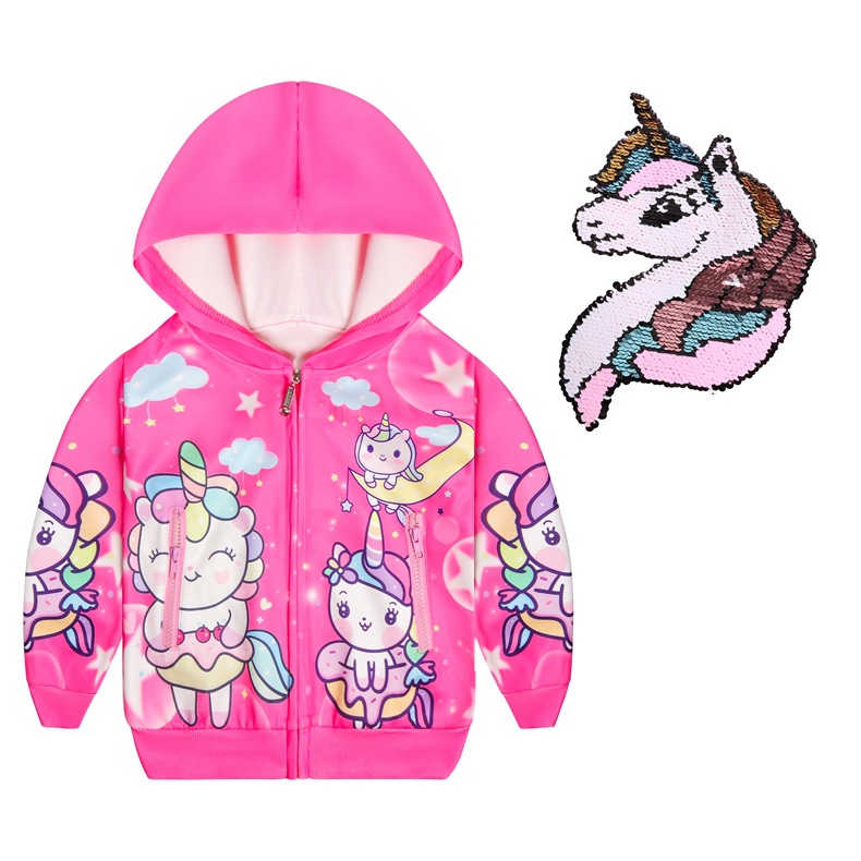 Cute Kids Sequins Jacket Spring Autumn Children Long Sleeve Print Hooded Coat Kids Outerwear For Baby Birthday Party, Pink
Cute Kids Sequins Jacket Spring Autumn Children Long Sleeve Print Hooded Coat Kids Outerwear For Baby Birthday Party, Pink