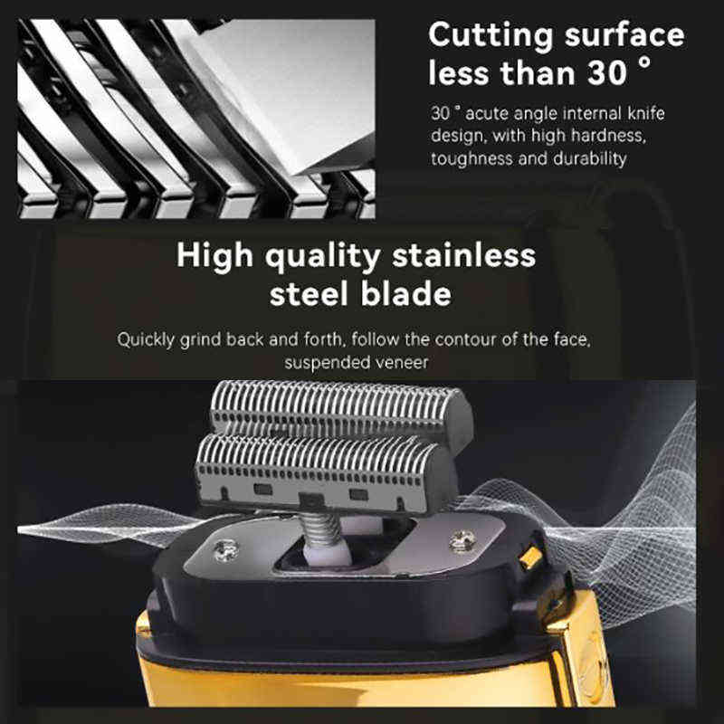 Original kemei metal 5-speed electric shaver for hair beard rechargeable bald shaving machine for men fade finishing tool Shaper 220112