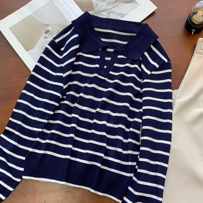 GOPLUS Sweater Black Striped Tops Oversized Women Sweaters and Pullovers Vintage Jumper Knit Top Femme Sweter Mujer C11642 211011Z