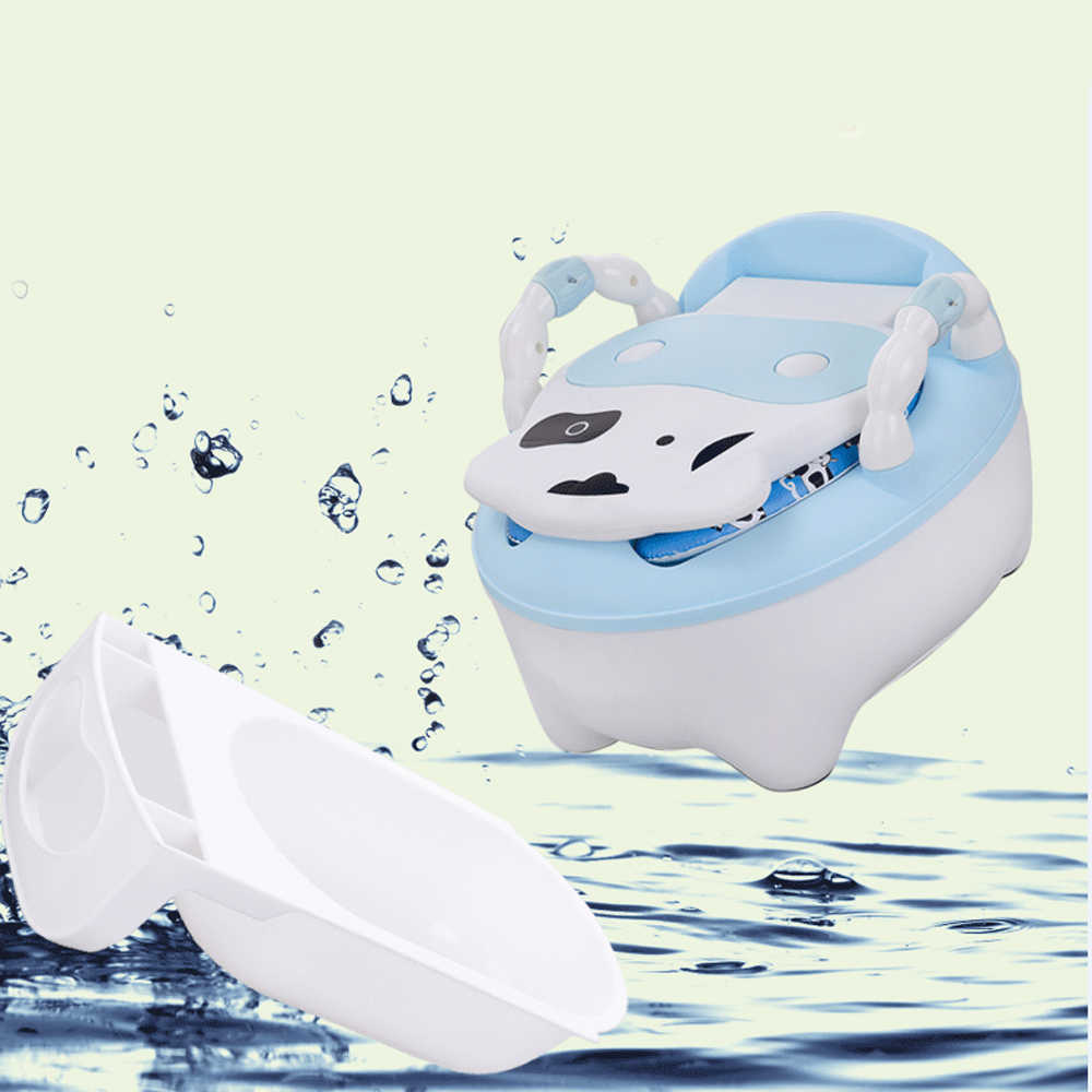 Portable Baby Pot For Children Potty Training Toilet Seat Infant Cow Comfortable Backrest Children Cartoon Cute Pot 201117