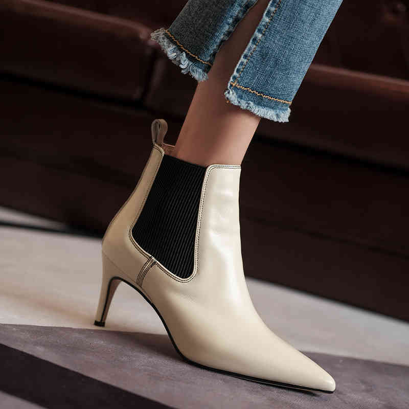 boots genuine leather women's ankle fashion quality side elastic band high heels pumps wedding working shoes woman yp8h, Black
boots genuine leather women's ankle fashion quality side elastic band high heels pumps wedding working shoes woman yp8h, Black