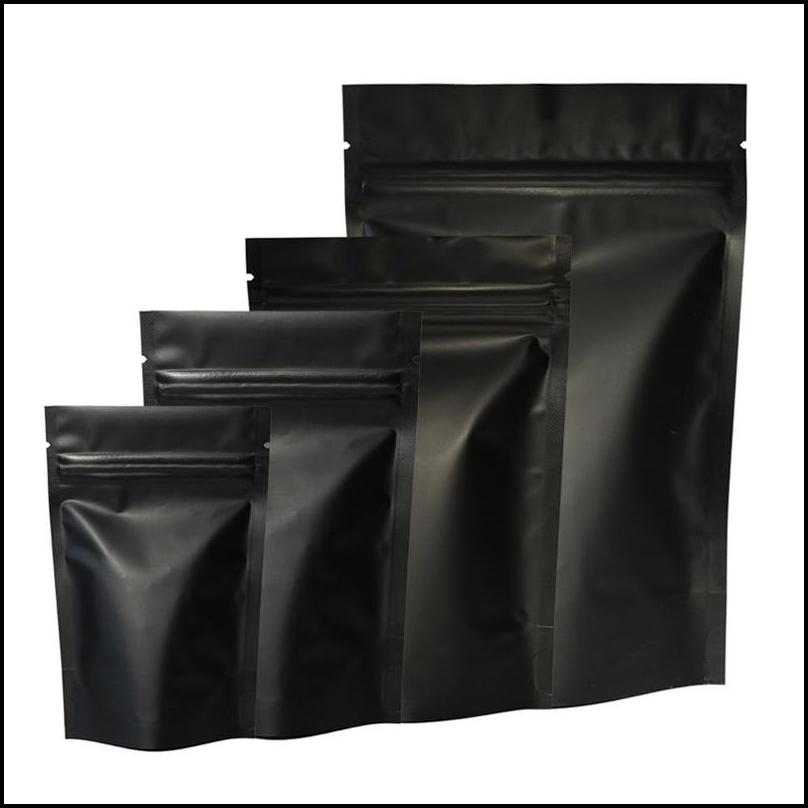 Packing Bags & Office School Business Industrial Heat Seal Zipper Package Aluminum Foil Mylar Tear Notch Matte Black Stand Up Bag Wholesale