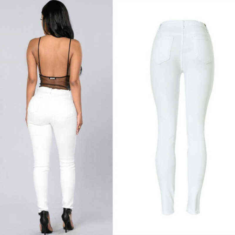 High Waist Women Jeans Fashion White Elastic Push Up Sexy Slim Denim Pencil Pants Stretch Skinny Lady Trousers Pantalon Femme 211129
