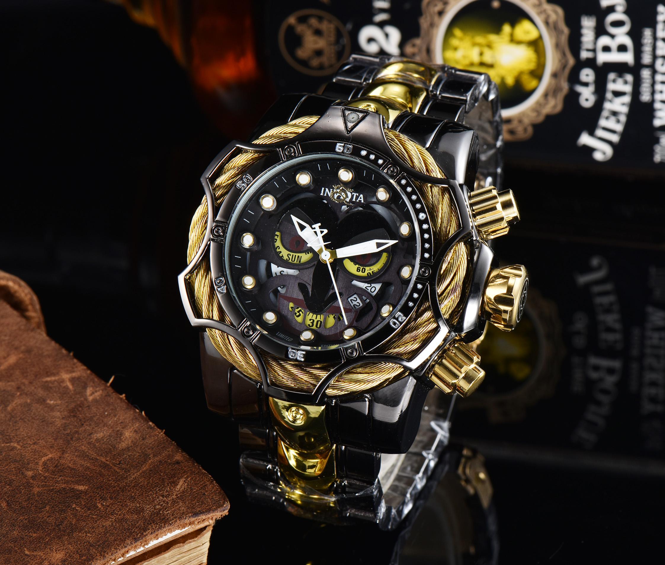 Outdoor leisure sports perpetual calendar INVICTA men's quartz watch, toothed steel wire large dial, belt folding buckle, Slivery;brown
Outdoor leisure sports perpetual calendar INVICTA men's quartz watch, toothed steel wire large dial, belt folding buckle, Slivery;brown